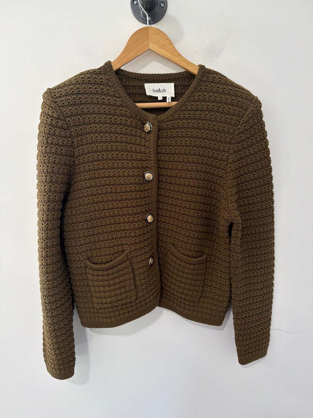 ba&sh Gaspard Lady Cardigan Army Green Size M